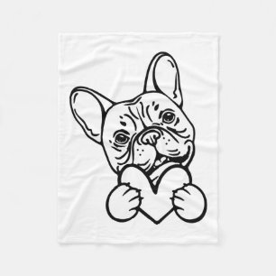 Süßer Valentinstag Frenchie Französische Bulldogge Fleecedecke
