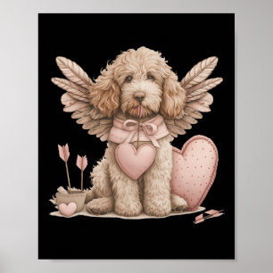 Süßer Valentinstag Goldendoodle Hund Cupid Liebe E Poster