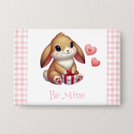 Süßer Valentinstag-Hasenkaninchen Button (Vorderseite)
