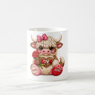 Süßer Valentinstag Highland-Kuh mit Rose – Liebe H Kaffeetasse