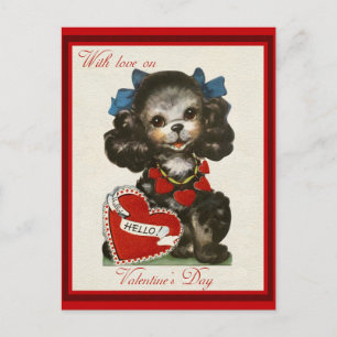 Süßer Valentinstag-Hund im Vintage-Stil Postkarte