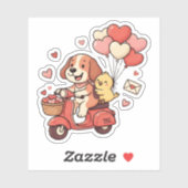 Süßer Valentinstag-Hund-Roller Custom Aufkleber (Blatt)