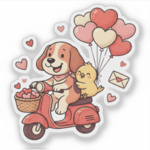 Süßer Valentinstag-Hund-Roller Custom  Aufkleber