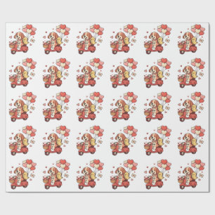 Süßer Valentinstag-Hund-Roller Custom  Geschenkpapier
