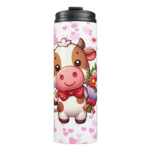 Süßer Valentinstag-Kuh Thermosbecher