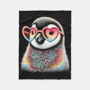 Süßer Valentinstag Pinguin Herz Sungles Jungen Fleecedecke