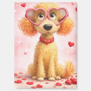 Süßer Valentinstag-Pudel-Magnet mit Herzbrille Magnet