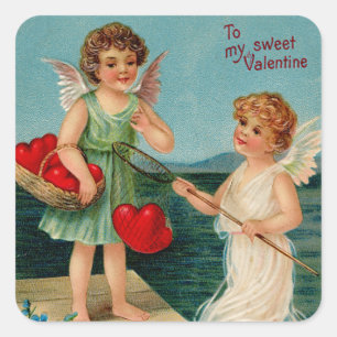Süßer Valentinstag Quadratischer Aufkleber