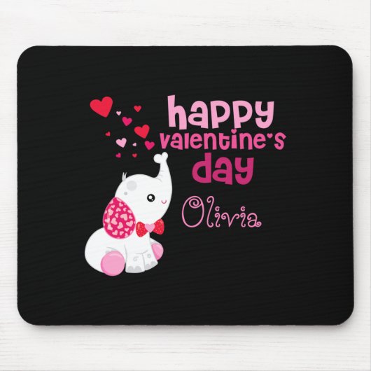 Süßer Valentinstag Rosa Elefant Benutzerdefinierte Mousepad (Vorne)