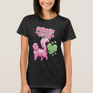 Süßer Valentinstag Rosa Stinktier Kawaii Herz T-Shirt