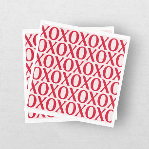 Süßer Valentinstag XOXO Rot und Rosa Serviette