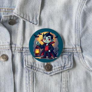 Süßer Vampir mit Laterne Kawaii Halloween Button