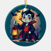 Süßer Vampir mit Laterne Kawaii Halloween Keramik Ornament (Vorne)