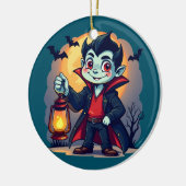 Süßer Vampir mit Laterne Kawaii Halloween Keramik Ornament (Links)