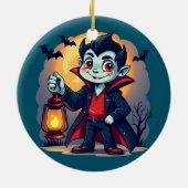 Süßer Vampir mit Laterne Kawaii Halloween Keramik Ornament (Hinten)