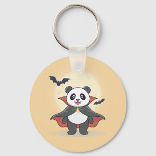 Süßer Vampir-Panda mit Kapuze und Fledermäusen Schlüsselanhänger