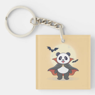 Süßer Vampir-Panda mit Kapuze und Fledermäusen Schlüsselanhänger