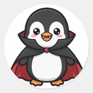 Süßer Vampir Pinguin Halloween Runder Aufkleber