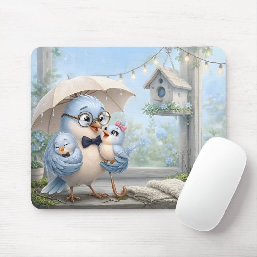 Süßer Vater Vogel & Baby-Mauspad Mousepad (Mit Mouse)