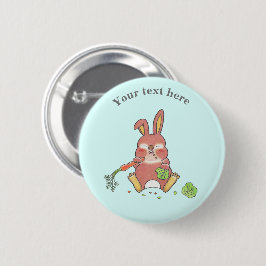 Süßer verschlafener Hase Blau Button