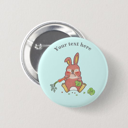 Süßer verschlafener Hase Blau Button (Vorne & Hinten)