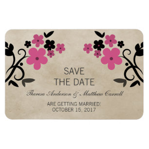Süßer Vintage-Blumen-Save-the-Date-Magnet, Rosa Magnet
