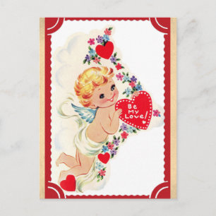 Süßer Vintage-Cupid Valentinstag Postkarte