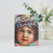 Süßer Vintage-Engel-Collage Postkarte (Stehend Vorderseite)