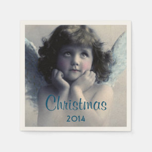 Süßer Vintage-Engel Weihnachten Serviette