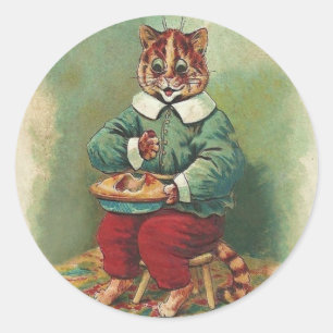 Süßer Vintage-Feiertags-Katzen-Aufkleber von Louis Runder Aufkleber