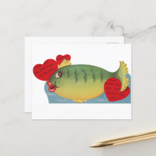 Süßer vintage Fisch Valentinstag Feiertagspostkarte