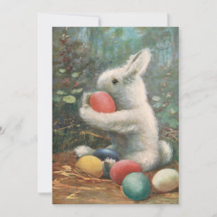 Süßer vintage flauschiger Osterhase und Eier Feiertagskarte