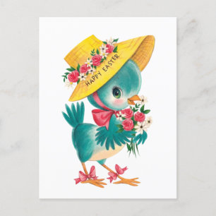 süßer vintage Frohe Ostern blauer Vogel Feiertagspostkarte
