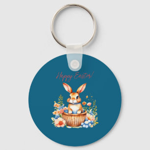 Süßer Vintage-glücklicher-Osterhase-Häschen-Kleink Schlüsselanhänger