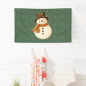 Süßer, vintage-grüner rustikaler Schneemann Banner (Insitu)