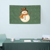 Süßer, vintage-grüner rustikaler Schneemann Banner (Messeveranstaltung)