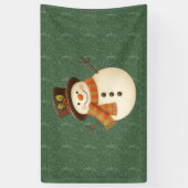 Süßer, vintage-grüner rustikaler Schneemann Banner (Vertikal)
