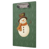 Süßer, vintage-grüner rustikaler Schneemann Klemmbrett (Links)
