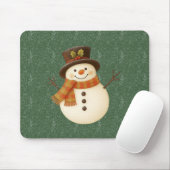 Süßer, vintage-grüner rustikaler Schneemann Mousepad (Mit Mouse)