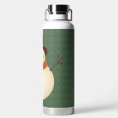 Süßer, vintage-grüner rustikaler Schneemann Trinkflasche (Rückseite)