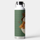 Süßer, vintage-grüner rustikaler Schneemann Trinkflasche (Vorderseite)