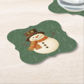 Süßer, vintage-grüner rustikaler Schneemann Untersetzer (angewinkelt)