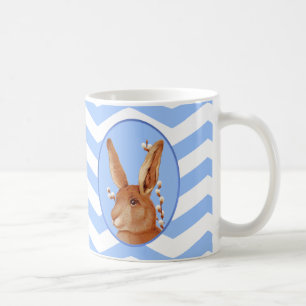 Süßer Vintage-Hase und Chevron-Muster Kaffeetasse