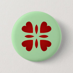 Süßer Vintage-Look rote Herzen Button