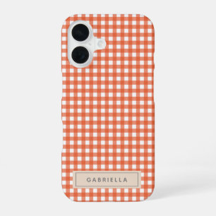 Süßer vintage orange karierter personalisierter iPhone 16 hülle