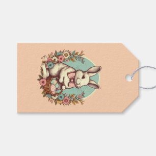 Süßer, vintage Osterhase/Ei/Korb  Geschenkanhänger