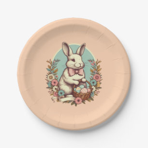 Süßer, vintage Osterhase/Ei/Korb Pappteller