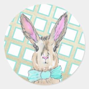 Süßer Vintage-Osterhase-Hase-Wasserfarbe Runder Aufkleber