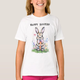 Süßer vintage Osterhase Kaninchen Aquarell T-Shirt