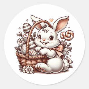 Süßer vintage Osterhase Kaninchen Runder Aufkleber